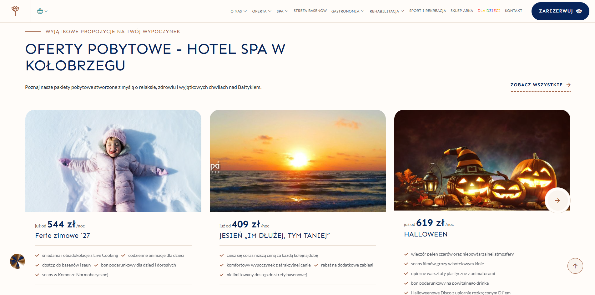 Oferty pobytowe na stronie Arka Medical SPA